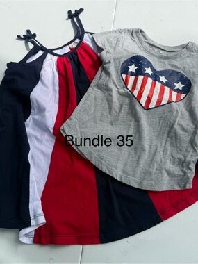 The Children's Place Red White Navy Striped Dress & Gray Heart Tee Set